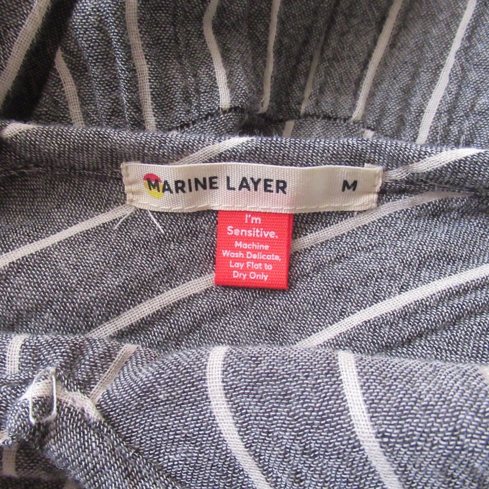Marine Layer Dress M Corrine Maxi Gray Stripe 100% Cotton Boho Peasant Beach - Picture 6 of 9
